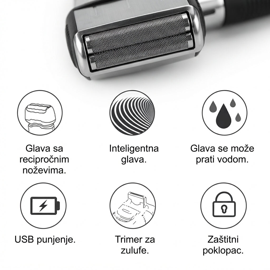 Mini Električni Brijač – Džepni Trimer za Bradu i Precizno Brijanje