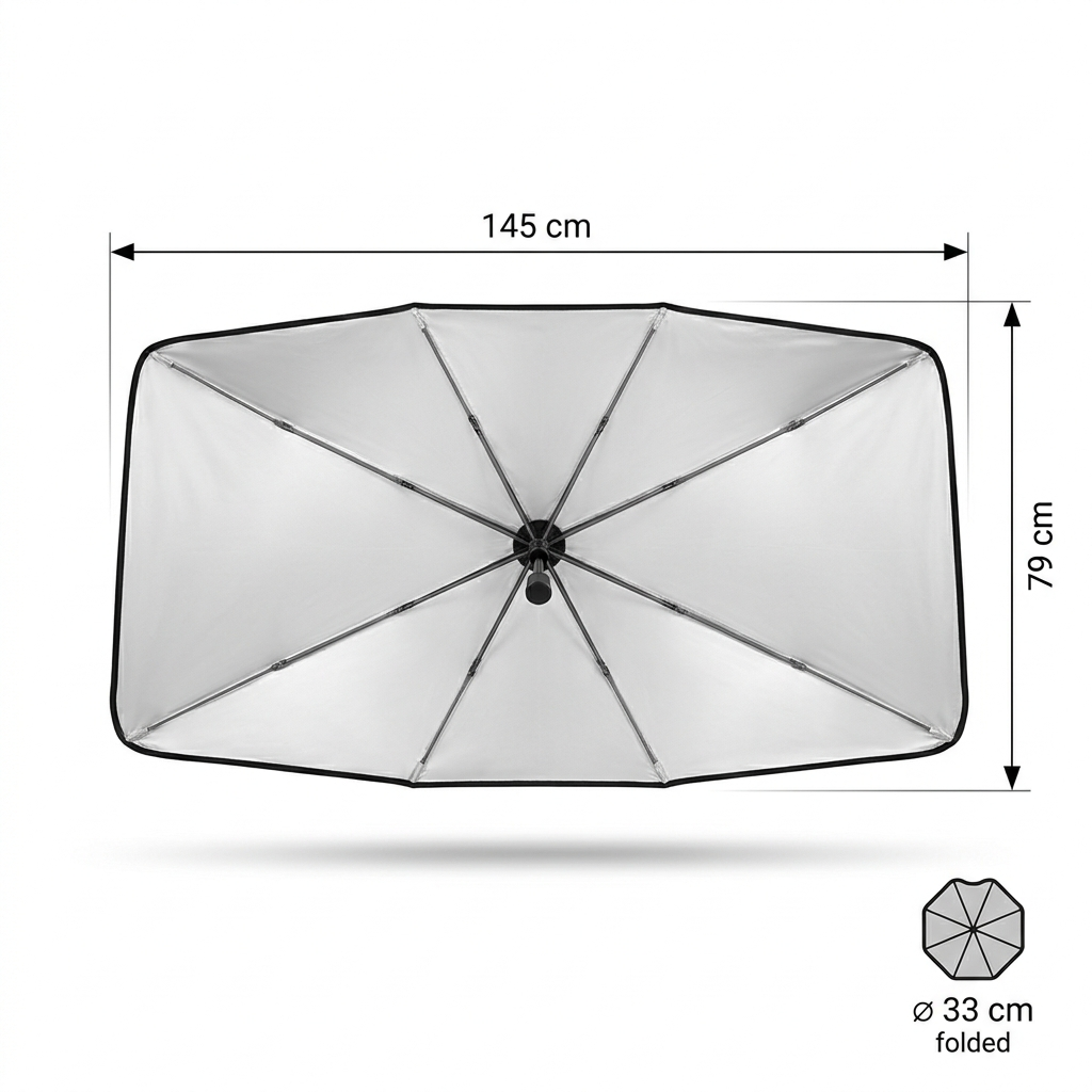 Dimenzije auto suncobrana 145 x 79 cm